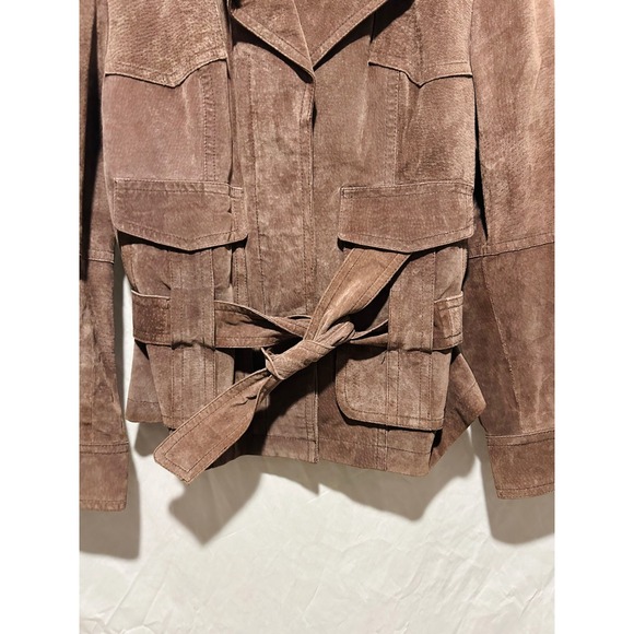 Great Northwest Clothing Company Brown Suede Belted Utility Jacket Women XL - Picture 2 of 6